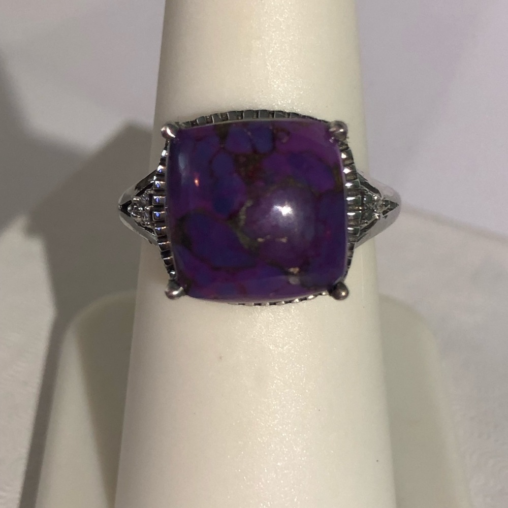 Purple Turquoise & Accent Diamonds 6.36 ctw